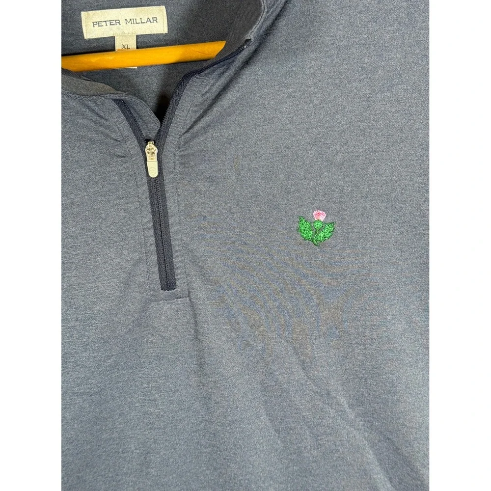 Peter Millar Perth Quarter Zip Pullover Mens XL Navy Blue MEOEK40B Thistle Logo